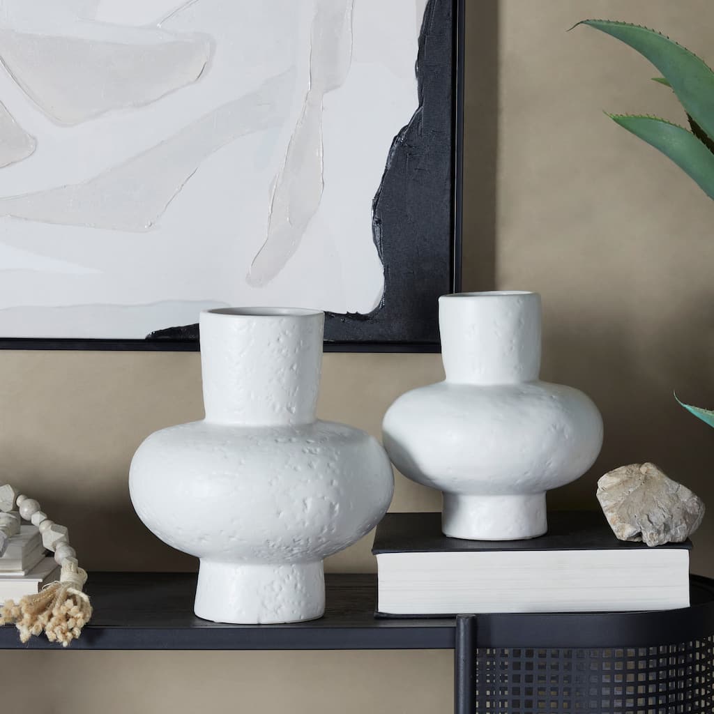 CosmoLiving by Cosmopolitan Ceramic Gourd Style Vase (Set of 2) - White or Black