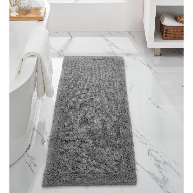 Better Trends Bath Rugs 100% Cotton Soft Water Absorbent Chenille Bathroom Rug for Shower, Sink Mats Edge Collection - 20" x 60" Runner - Gray