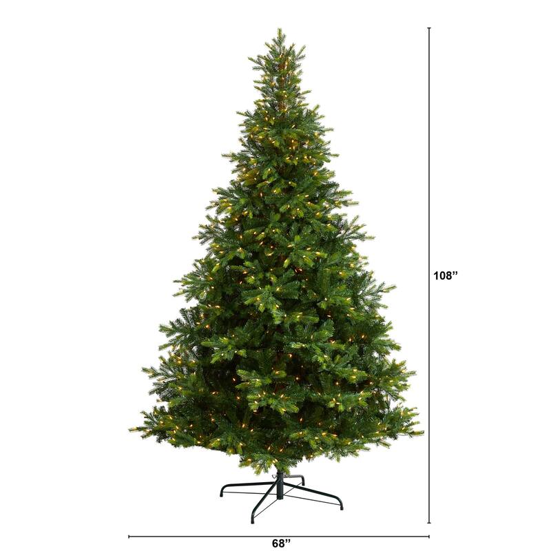 9ft. Spruce Artificial Christmas Tree with 750 Clear Lights & 1912 Branches - Majestic Seasonal Holiday X-Mas Tree