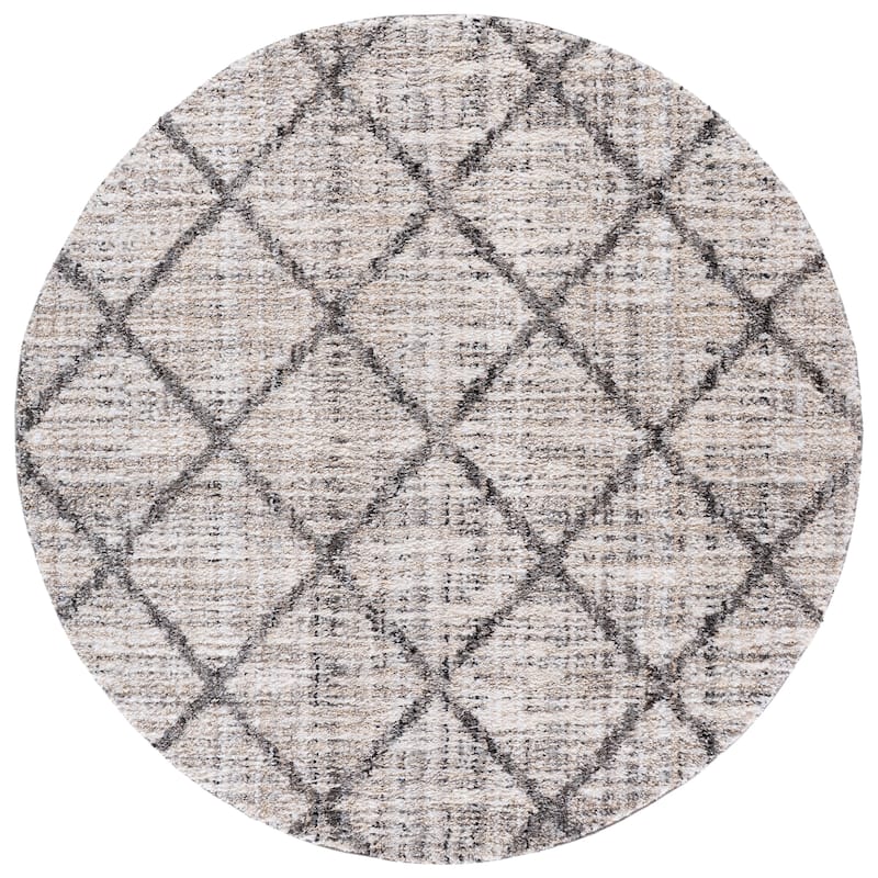 SAFAVIEH Everett Shag Ljubomira 1-inch Thick Rug - 6'7" Round - Ivory/Grey