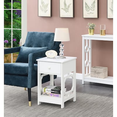 1 Drawer End Table with Octagon Side Design, Pull Out Drawer and Two Shelves, Modern Accent Side Table for Living Room - 15.75