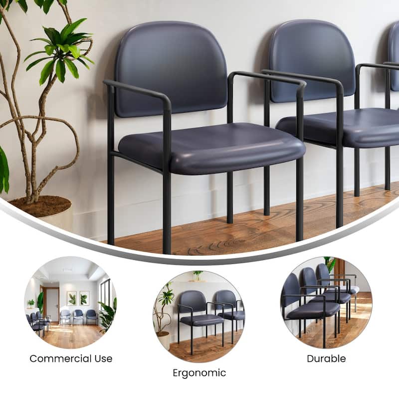 Comfort Stackable Steel Side Reception Chair with Arms - 23.5"D x 23.75"W x 33.25"H