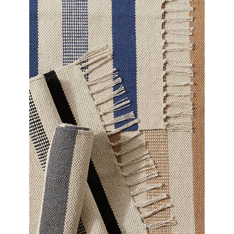 DII Black Ticking Stripe Hand-Loomed Rug 2x3 Ft - 24.0 In. L X 36.0 In. W X 0.2 In. H