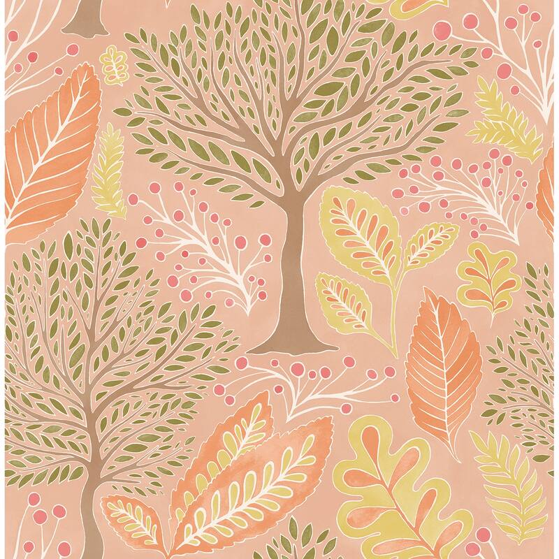 Advantage Kiah Blush Forest Wallpaper
