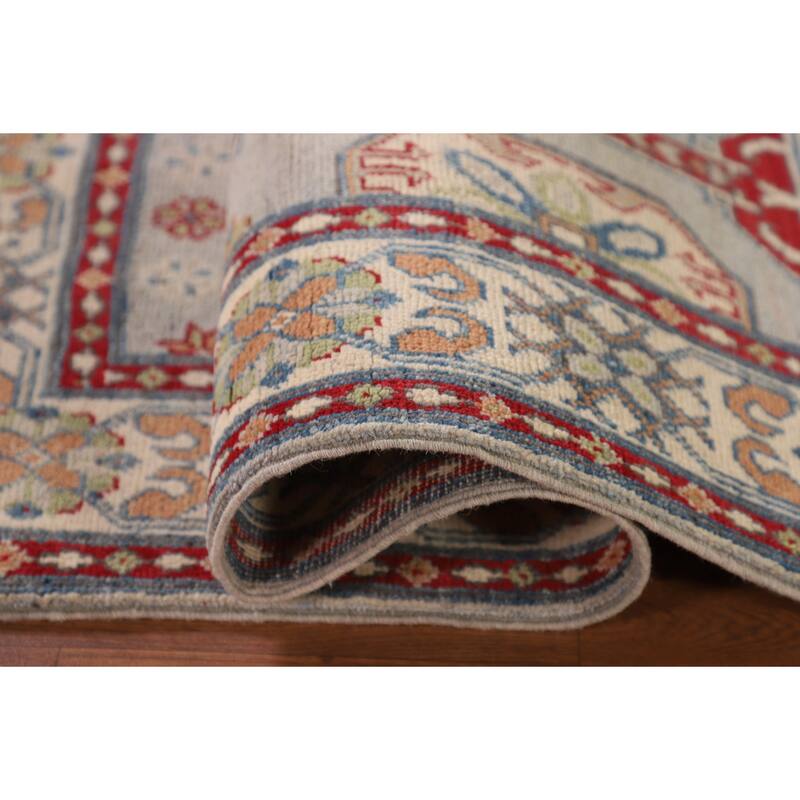 Grey Kazak Oriental Accent Rug Handmade Wool Carpet - 3'1"x 4'10"