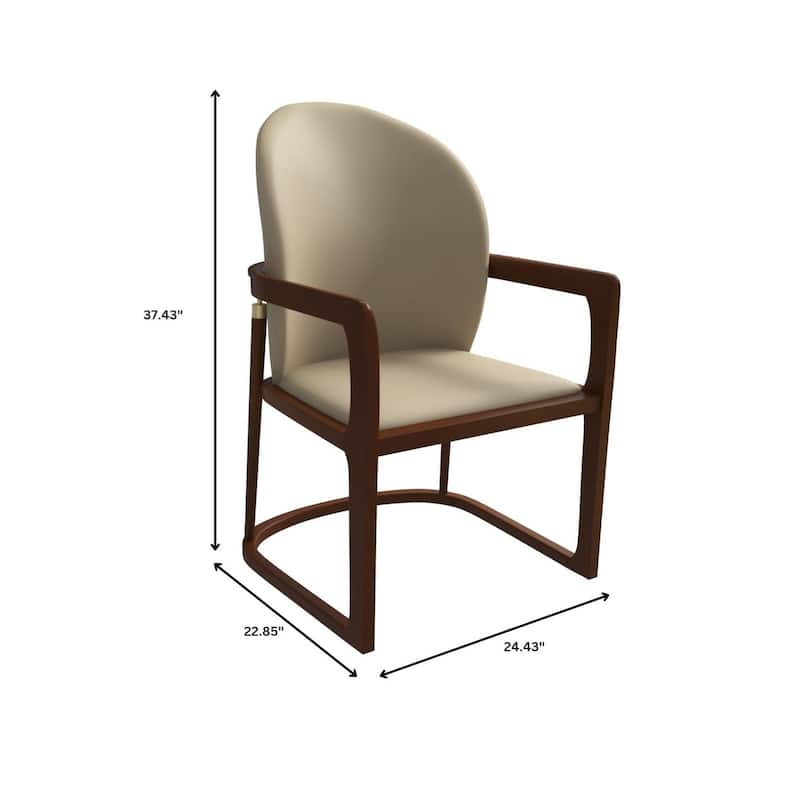 LeisureMod Svelta Modern Leather Dining Chair - Mid century Accent Arm Chair for Home Office Kitchen Dining Room