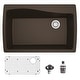 preview thumbnail 58 of 64, Karran Drop-In Quartz Composite 34 in Single Bowl Kitchen Sink with Accessories Brown