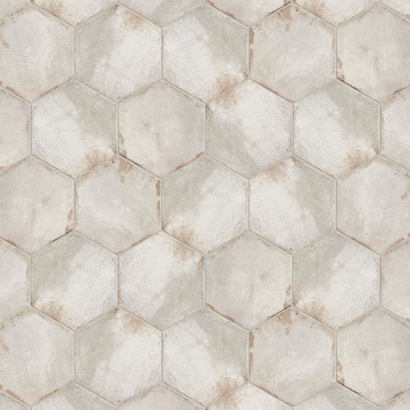 Merola Tile D'Anticatto Hex Bianco 11" x 12-3/4" Porcelain Floor and Wall Tile