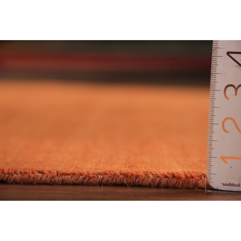 Orange Gabbeh Modern Area Rug Hand-Knotted Tribal Wool Carpet - 6'3" x 9'8"