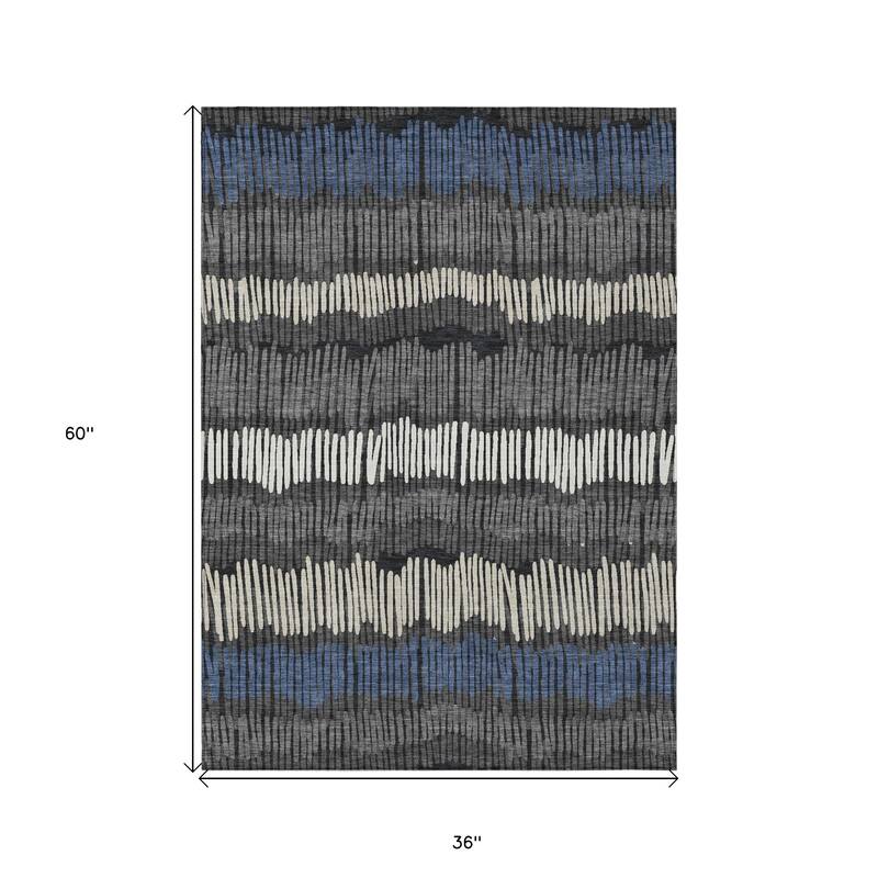 HomeRoots Striped Transitional Rectangle Outdoor Rug