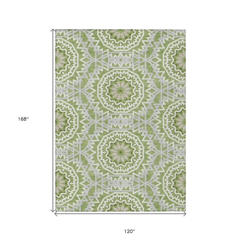 HomeRoots Floral Medallion Transitional Rectangle Outdoor Rug