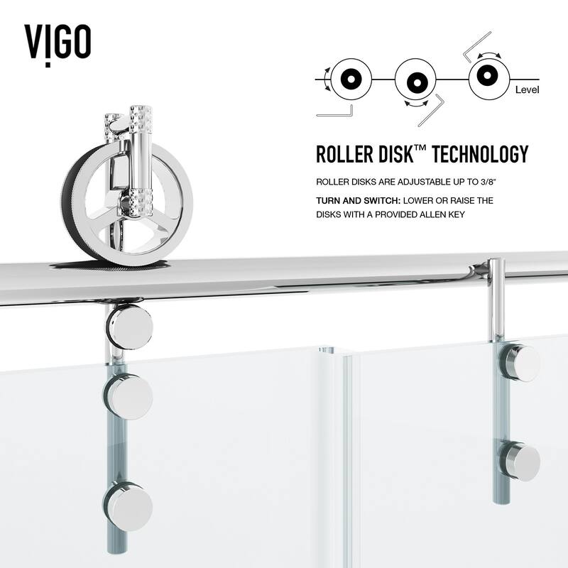 VIGO Hamilton 56" to 60" W x 68" H Frameless Sliding Tub Door
