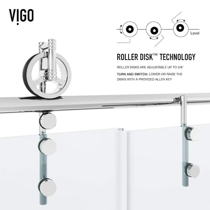 VIGO Hamilton 56" to 60" W x 78" H Frameless Sliding Shower Door