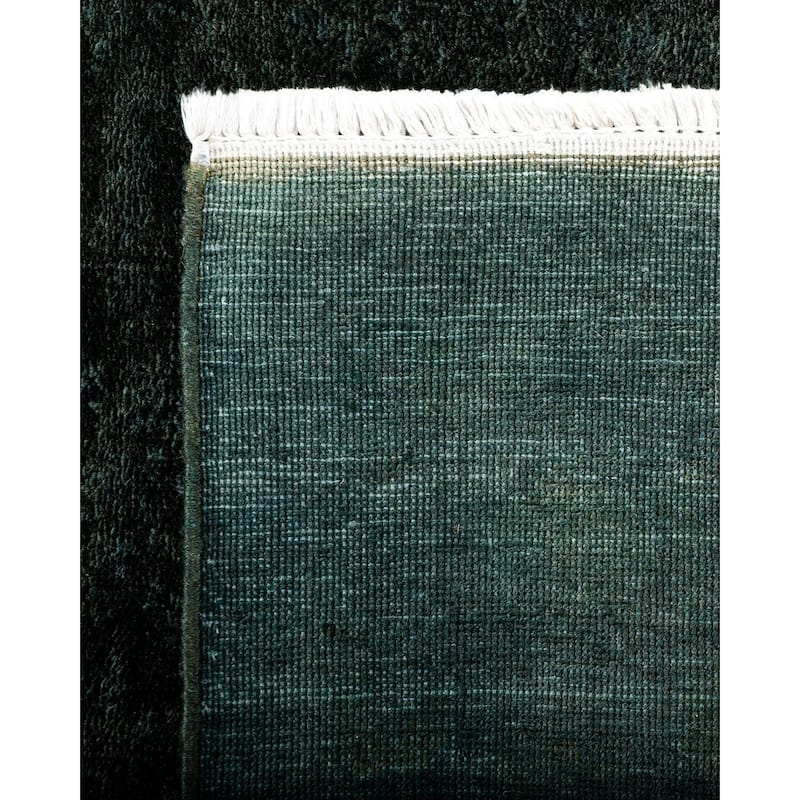 Overton Hand Knotted Wool Vintage Inspired Modern Contemporary Overdyed Green Area Rug - 12' 1" x 18' 2"