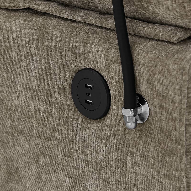 Double Recliner Chair with Adjustable Backrest, Storage Ottoman, USB Port & Phone Stand