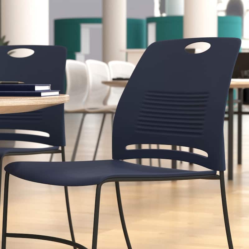 Commercial 660 LB. Capacity Plastic Steel Sled Base Stack Chairs - 5 Pack
