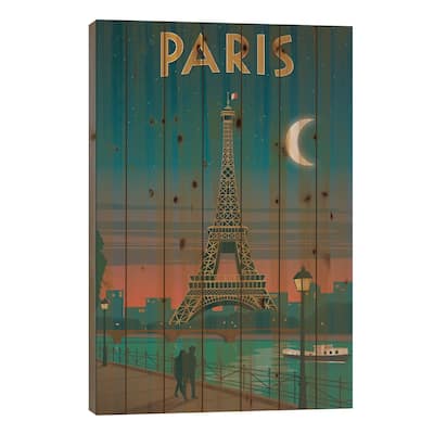 Paris Moonlight Print On Wood by IdeaStorm Studios - Multi-Color