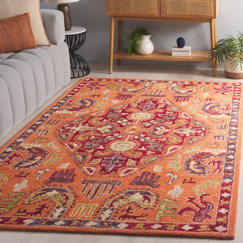 SAFAVIEH Handmade Aspen Mesude Boho Tribal Wool Rug - 8' x 10' - 8' x 10' - Rust/Red