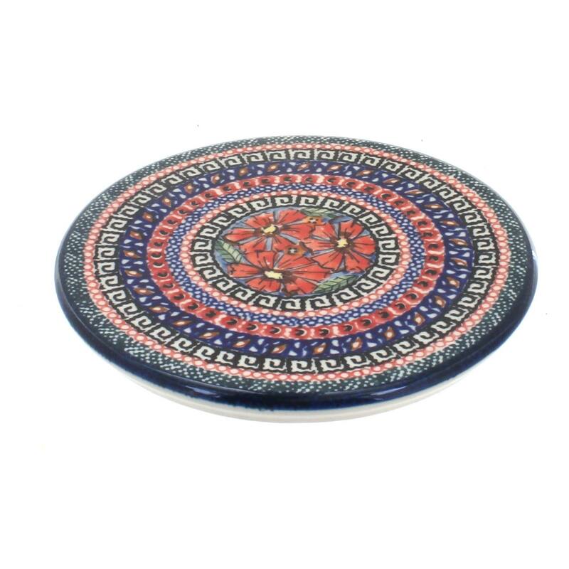 Blue Rose Polish Pottery 1012 Zaklady Trivet - Jungle Flower