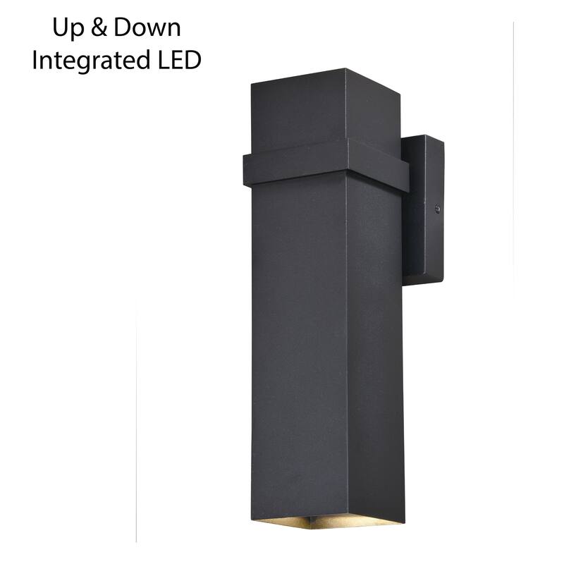 Lavage Aluminum 2 Light LED Black Rectangle Outdoor Wall Lantern - 4-in W x 14-in H x 5.5-in D