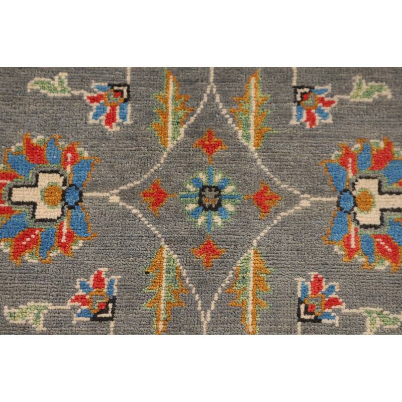 All-Over Gray Oushak Oriental Accent Rug Handmade Wool Carpet - 3'4" x 5'2"