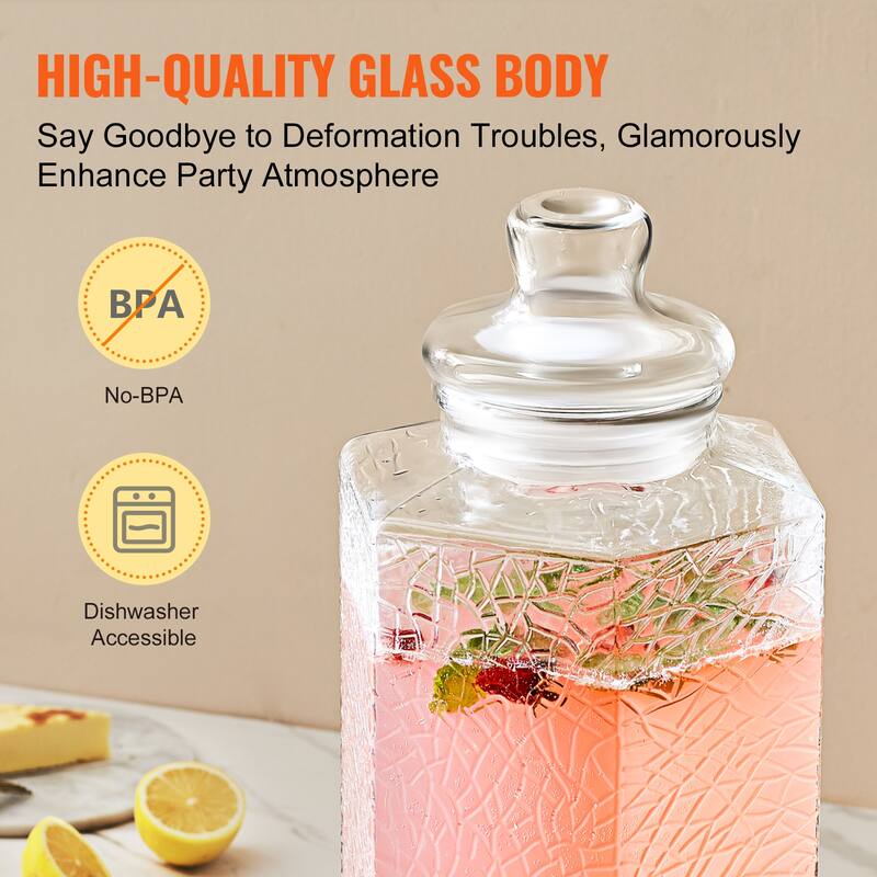 Beverage Dispenser with Spigot and Lid, Iced Tea Lemonade Juice Water Dispenser