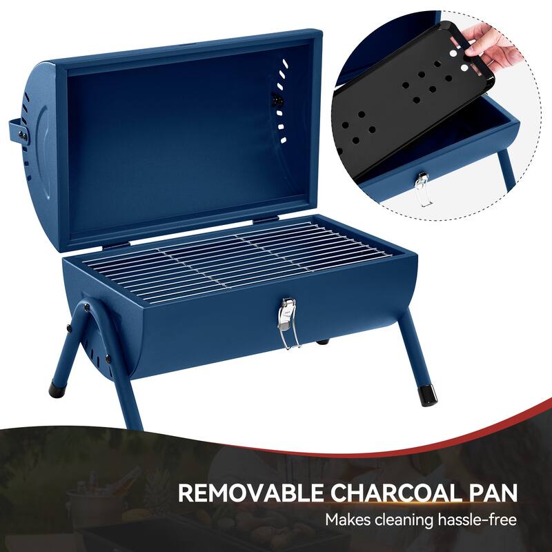 Royal Gourmet CC1015B Portable Charcoal Grill with Four Air Vents - Blue