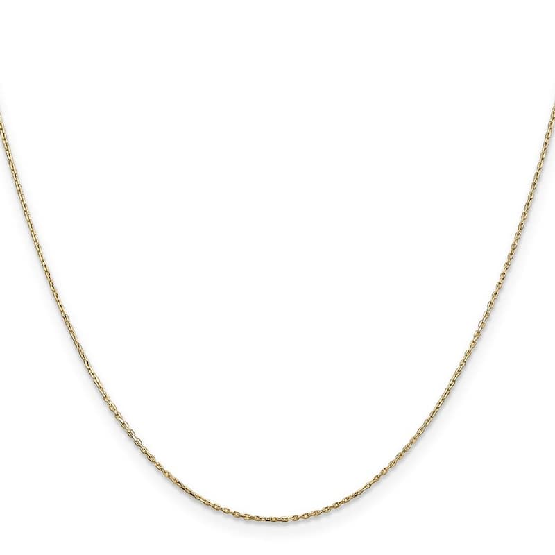 Curata 14k Yellow Gold 0.8mm Light Diamond Cut Cable Chain Necklace Option 16 18 20 22 24 26 30