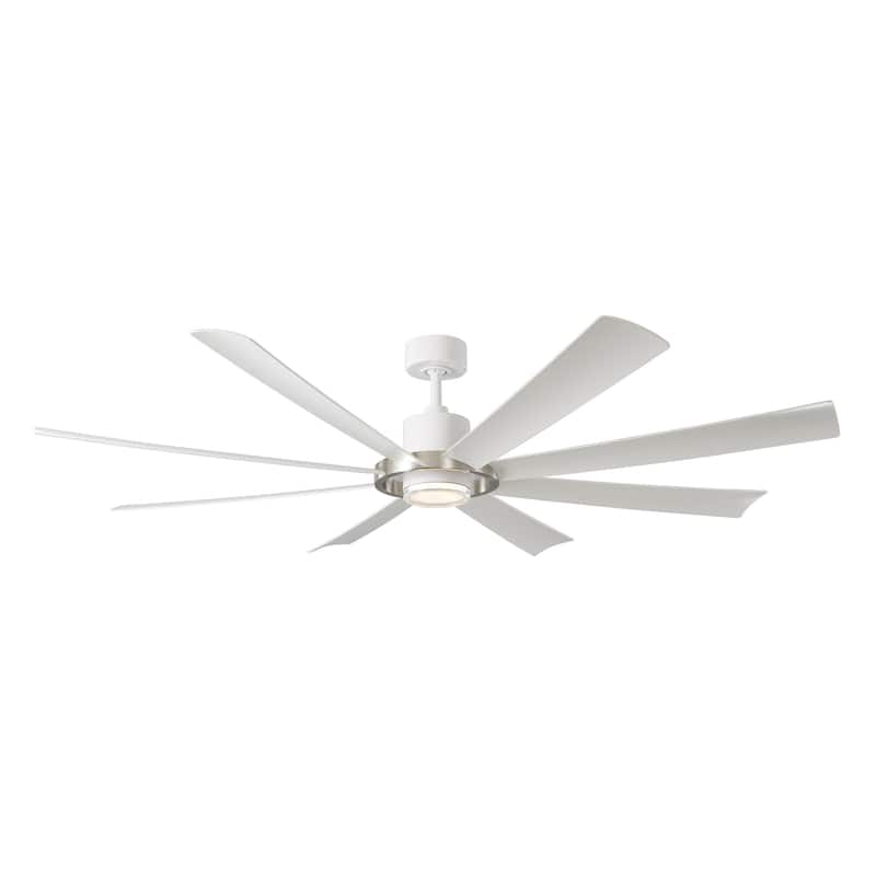 Aura Indoor or Outdoor 8-Blade 72in Smart Ceiling Fan - 72 - Brushed Nickel/Matte White