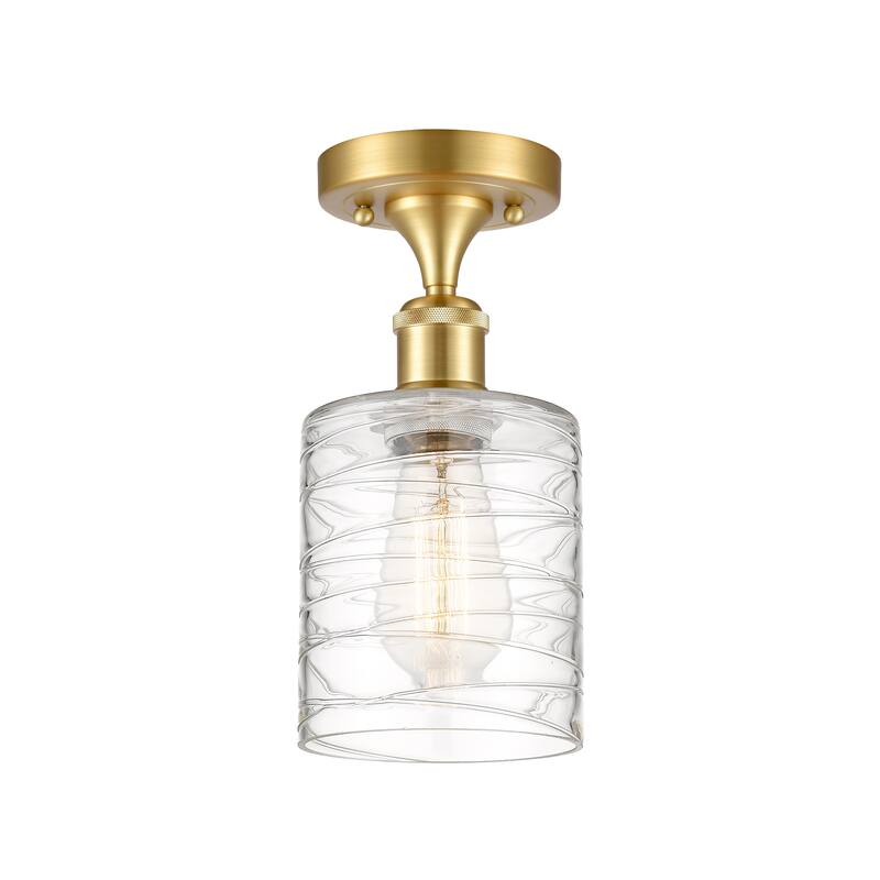 Innovations Lighting Ballston Cobbleskill - 1 Light 5" Semi-Flush Mount - Deco Swirl/Satin Gold