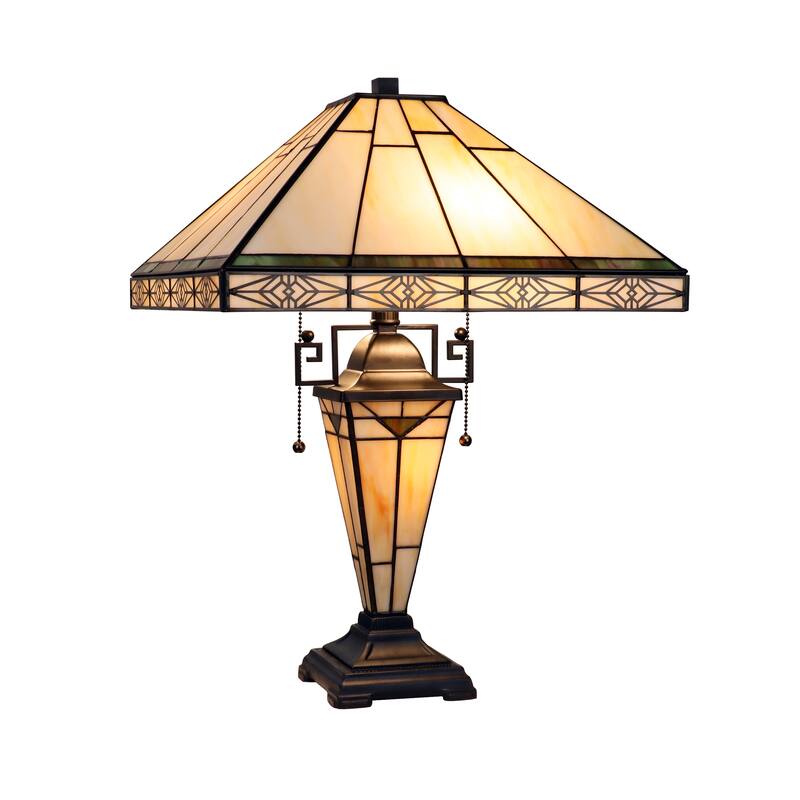 Tiffany Style Victorian Design 3 light Mission Style Table Lamp