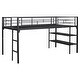 preview thumbnail 9 of 10, Metal Low Twin Loft Bed with Storage Shelves and Full Length Guardrail,Solid Construction For Home