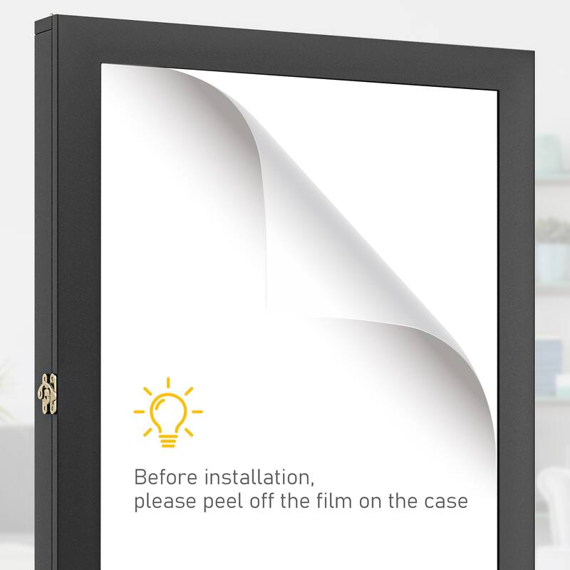 HOMCOM 28" x 35" Jersey Display Case, Wall-Mounted Memorabilia Acrylic Shadow Box with Hanger, Black