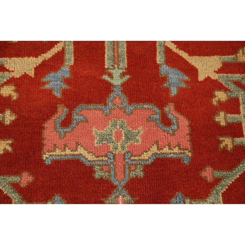Heriz Serapi Indian Area Rug Handmade Orange Wool Carpet - 8'11" x 11'9"