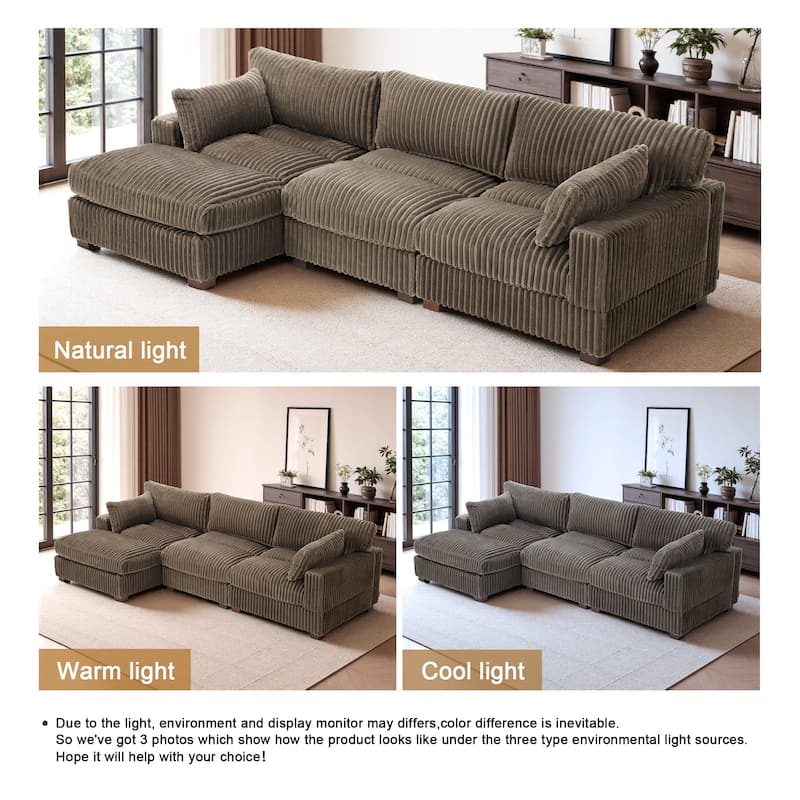 Oversized Plush Modular Sectional Sofa Set L Shaped Couch