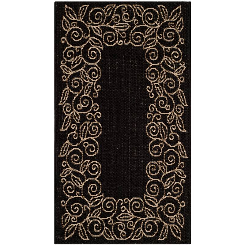 SAFAVIEH Courtyard Bobbye Scroll Indoor/ Outdoor Waterproof Patio Backyard Rug - 2' x 3'7" - Black/Beige
