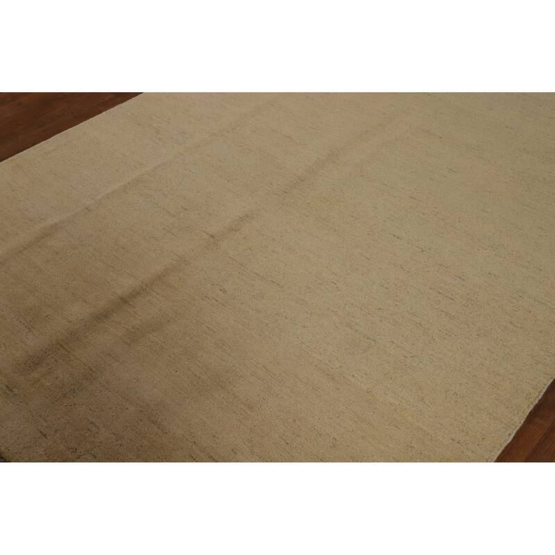 Beige Gold Gabbeh Oriental Area Rug Hand-Knotted Wool Carpet - 5'9" x 8'4"