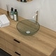 preview thumbnail 2 of 8, Clear 14 in. Round Tempered Glass Vessel Bathroom Sink with Faucet and Pop-up Drain - 14x14 inch