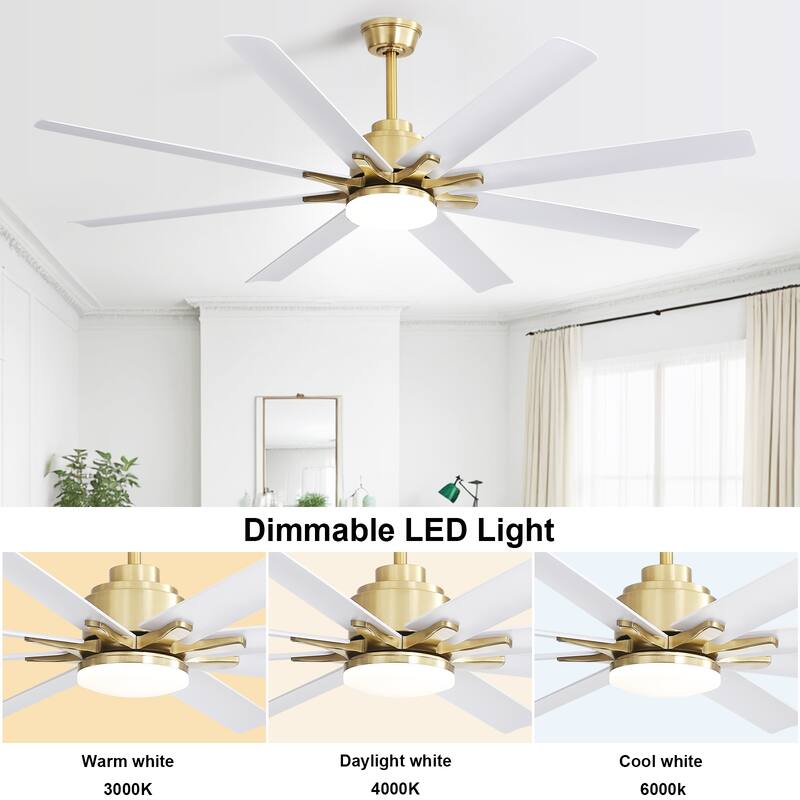 66 Inch Low Profile Ceiling Fan with Dimmable Lights and Remote Control 6 Speed Reversible Noiseless DC Motor for Indoor