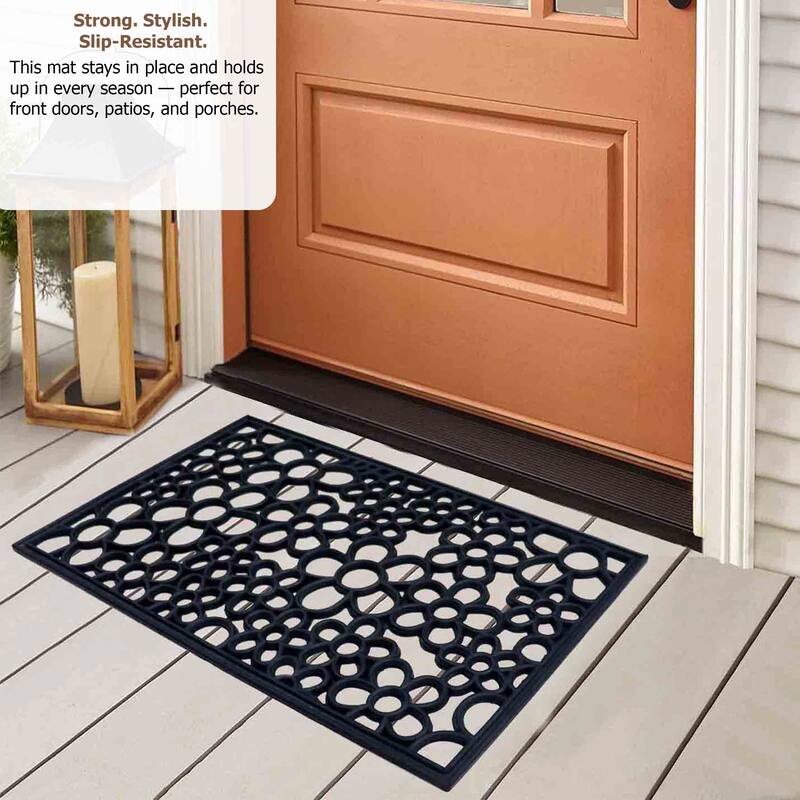 Gardenised Heavy Duty Coco Coir Doormat Non Slip PVC Baking Embossed Welcome Design Natural Coconut Fiber Floor Mat 18x30"