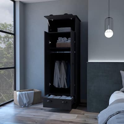 Armoire Wardrobe with Double Door and 1 Drawer For Living Room,Bedroom