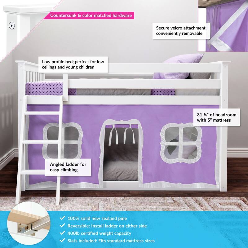 Max and Lily Twin over Twin Low Bunk with Curtains