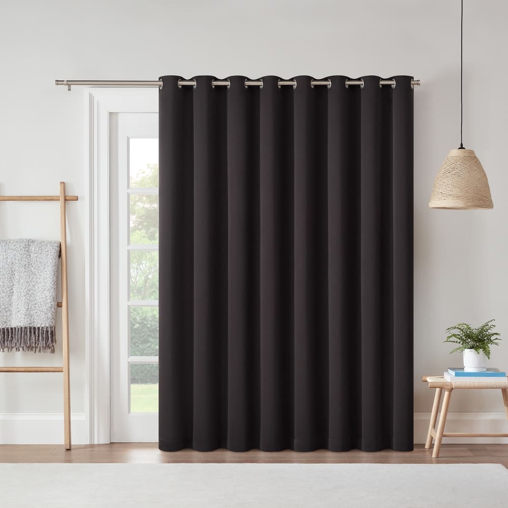 Eclipse Blackout Curtains, Darrell Thermaweave Grommet Extra Wide Curtains, Sliding Door Curtains 84 in x 100 in