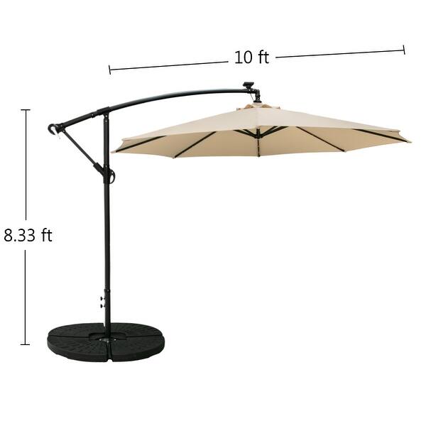 Shop Black Friday Deals On Zeonva 10 Solar Led Cantilever Umbrella Base Included Without Weights Overstock 31717797 Red