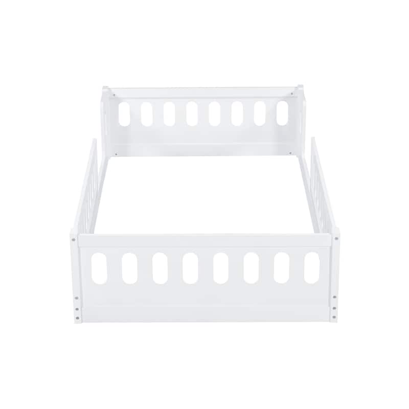 White Modern Twin Size Bed with Guardrail