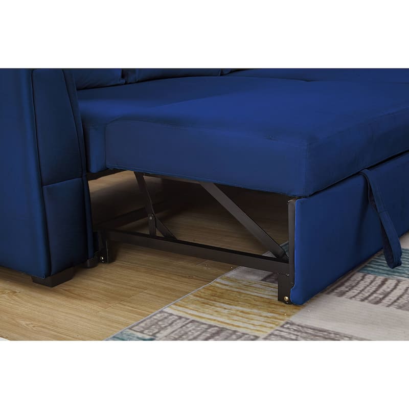 91" Wide Velvet Reversible Sofabed Sectional Sofa & Chaise - 91" Wide