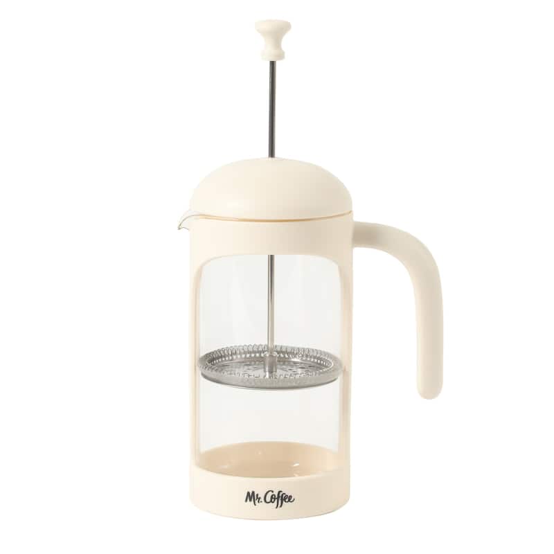 Mr. Coffee French Press Coffee Maker, 31 oz Borasilicate Glass & Frame and Plunger, Includes Coffee Scoop
