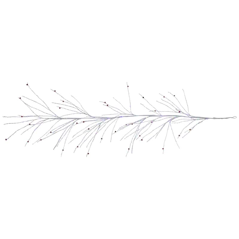 6' x 6" White Christmas Garland Red Jingle Bells, Multi-Color Lights