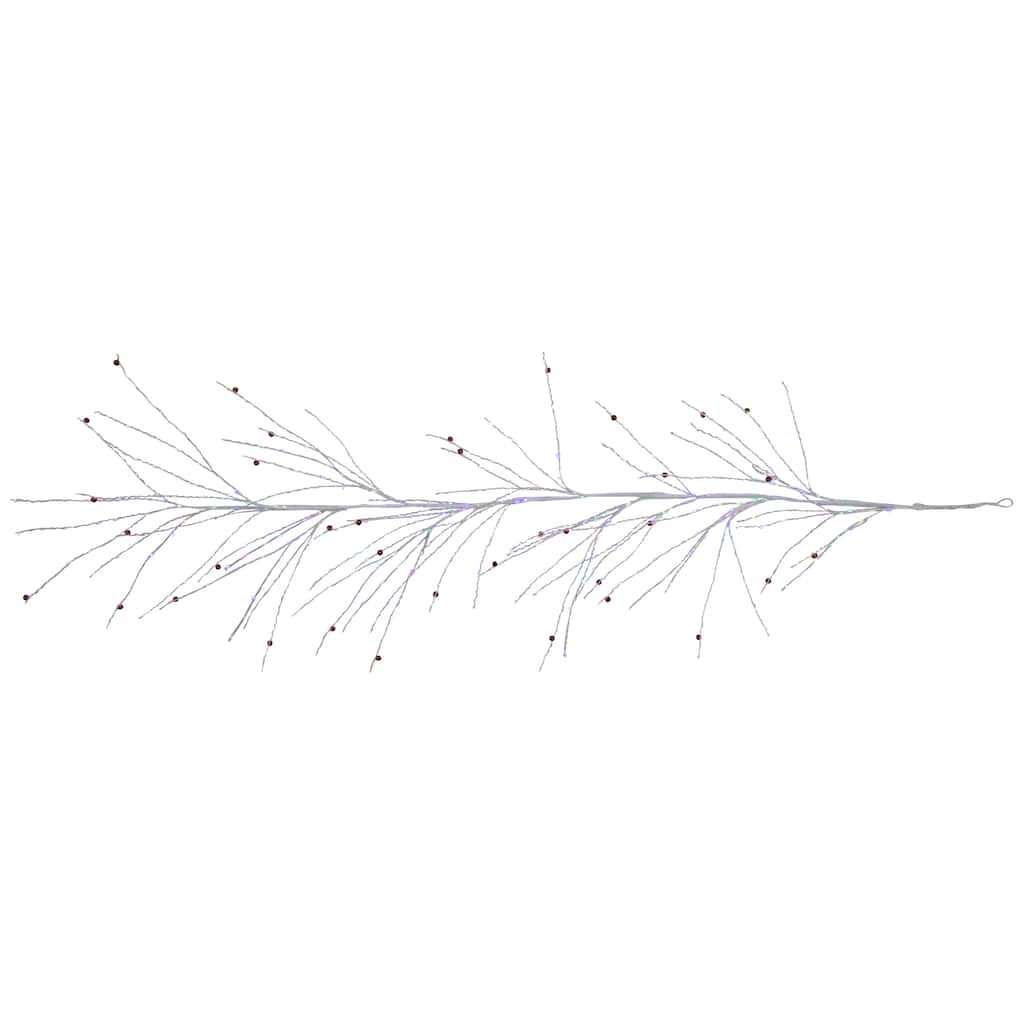 6' x 6" White Christmas Garland Red Jingle Bells, Multi-Color Lights