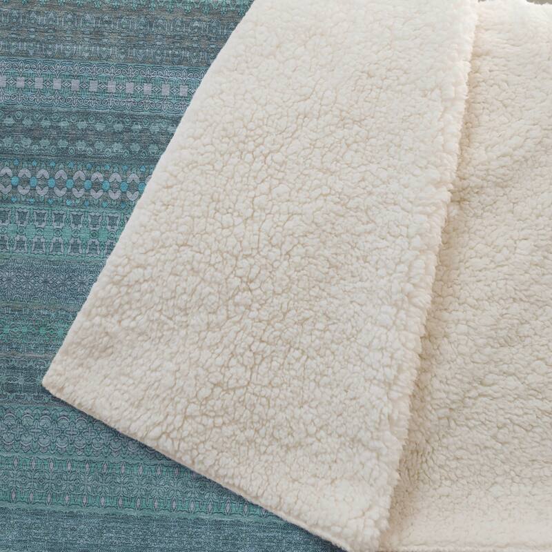 Premium Machine Washable Boho Stripes Sherpa Throw Blanket
